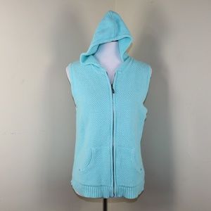 Christopher & Banks Blue Sleeveless Zip-Up Vest